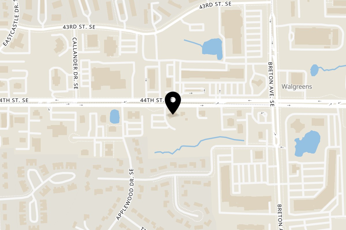 Map showing the location of Rasa Indian Cuisine on 2222 44th St SE in Grand Rapids